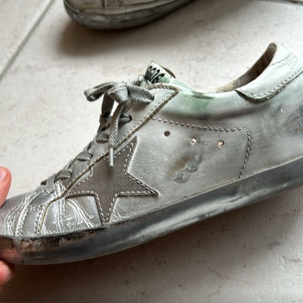 Golden Goose Silver Low-Top Sneakers